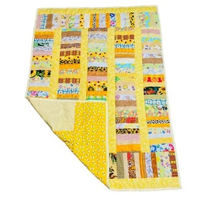 Handmade Patchwork Baby Quilt Crib Blanket 42x59 BEES Yellow Nursery VERY NICE - Picture 1 of 11