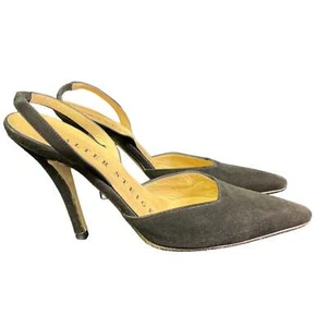 Walter Steiger Women's Italian Black Suede Slingback 4" Heels Size 5.5-SKU 1941 - Picture 1 of 7
