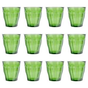 12x Duralex Jungle Green 250ml Picardie Glass Tumblers Water Whiskey Cup Set