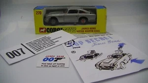 Aston Martin DB5 Corgi 270 James Bond plateado vintage 007 Goldfinger en caja en muy buen estado CD - Imagen 1 de 19