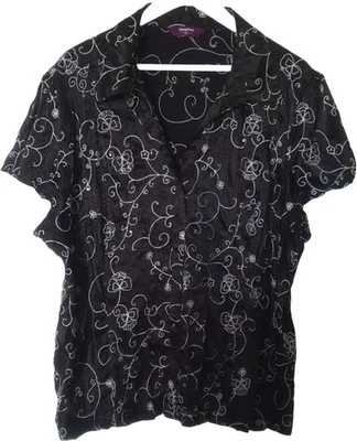 NEW LOOK/INSPIRE/Ladies/Women's Black & White Crinkle Blouse (see descrip) - Image 1 of 3