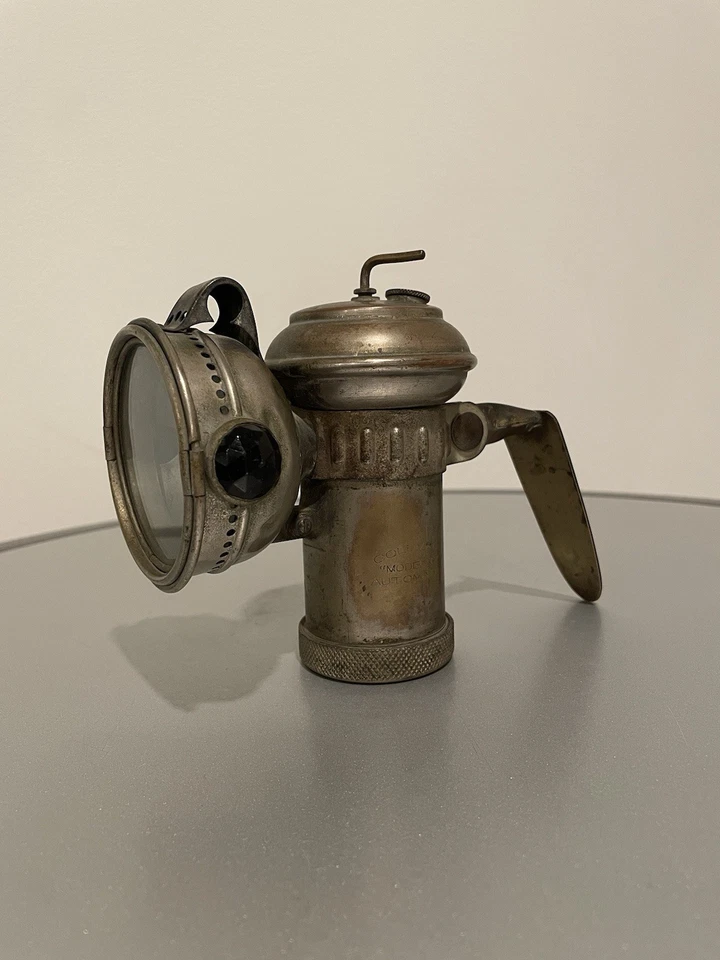 Antique Columbia C Hine-Watt Bicycle Carbide Lamp Motorcycle Light Jeweled - Image 1 of 4