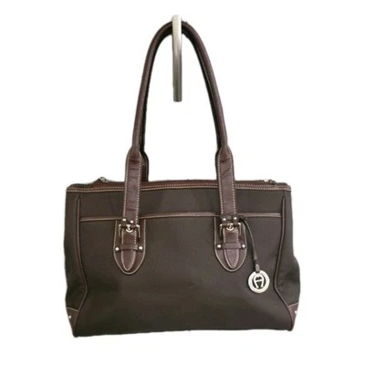 Etienne Aigner Vintage Leather & Canvas Tote Shoulder Bag Purse Brown Large - Image 1 of 4