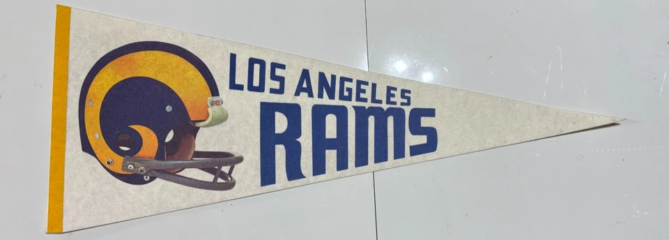 BANDERÍN CLÁSICO DE DOS BARRAS DE FÚTBOL AMERICANO DE LOS ANGELES RAMS NFL COMO NUEVO/NUEVO Foto 1 de 1