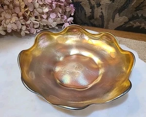 Louis Comfort Tiffany Favrile Art Glass Iridescent SAUCER dish Ruffled 6" LCT - Picture 1 of 13