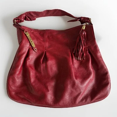 Cole Haan Phoebe Lacquer Red Pebbled Leather Hobo Bag Purse B25780 Mfg $448 - Image 1 of 4