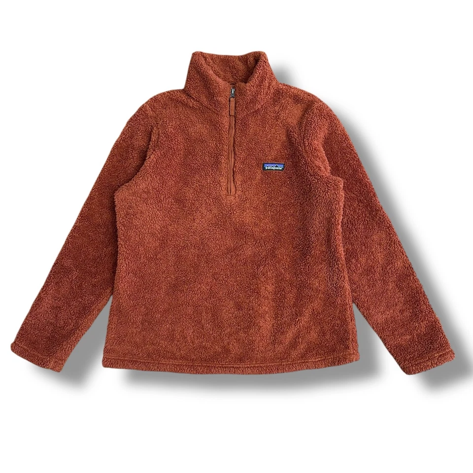 Chaqueta Patagonia Para Mujer Los Gatos Polar Grande Rojo Óxido Rebaba 1/4 Cremallera Suave Acogedora Foto 1 de 4