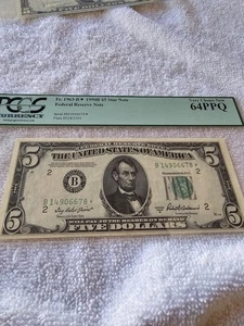 1950-EB$5 Federal Reserve STAR Note of NY Fr#1963-B* 3 Consecutive PCGS 64,64,64 - Picture 1 of 3
