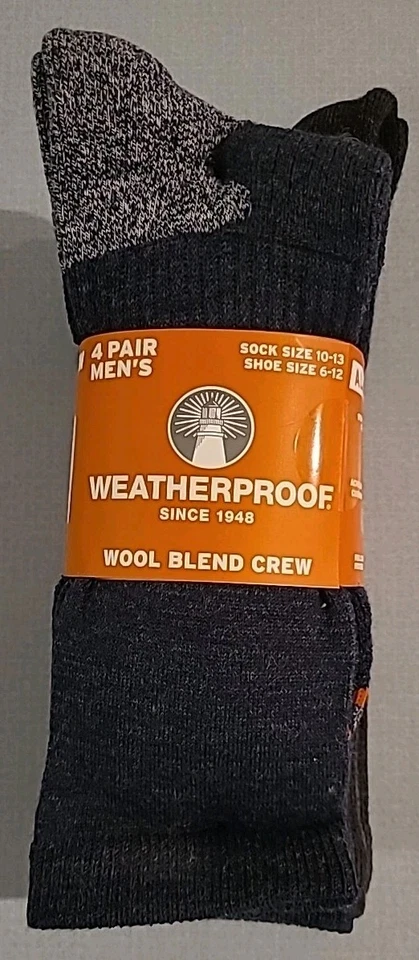 Weatherproof BRAND Wool Blend Crew Socks 4 Pair