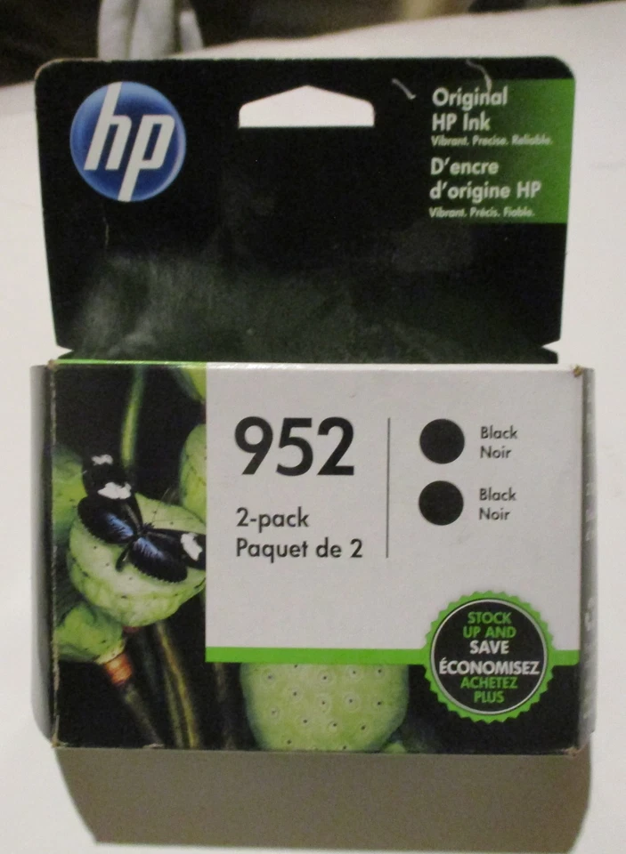 Paquete de 2 cartuchos de inyección de tinta negros Hewlett Packard HP952 SELLADOS en caja caducados Foto 1 de 1