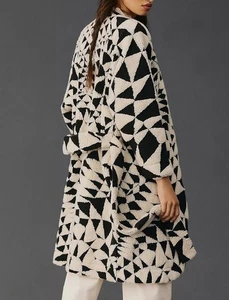NWT FARM RIO Belted HEART Deco Fleece Coat Long Sherpa Cardigan Women M - Picture 1 of 10