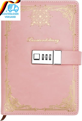 WHC Tagebuch Mädchen Mit Schloss A5, Tagebuch Für Erwachsene Mit Schloss 22 X 15 - Bild 1 von 4