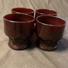Lot of 4 Vintage ANCHOR HOCKING GEORGIAN RUBY 4 oz Lowball Cocktail Juice Glass