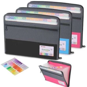 13 Pockets File Folder Expanding Document Organizer Waterproof For Work School - Picture 1 of 15