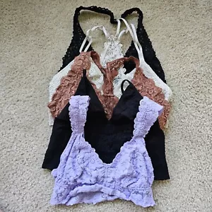 Aerie Free People lace bralettes black beige purple wireless strappy racerback S - Picture 1 of 5