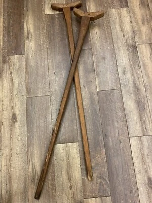 2Pair Antique 1800’s Wooden Handcrafted Medical Crutches Civil War Era Tiny Tim - Image 1 of 4