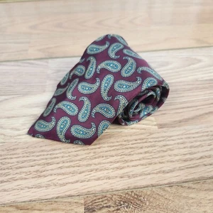 Cravatta uomo classica Gianfranco Ferretti 100% seta paisley bordeaux e blu - Foto 1 di 5
