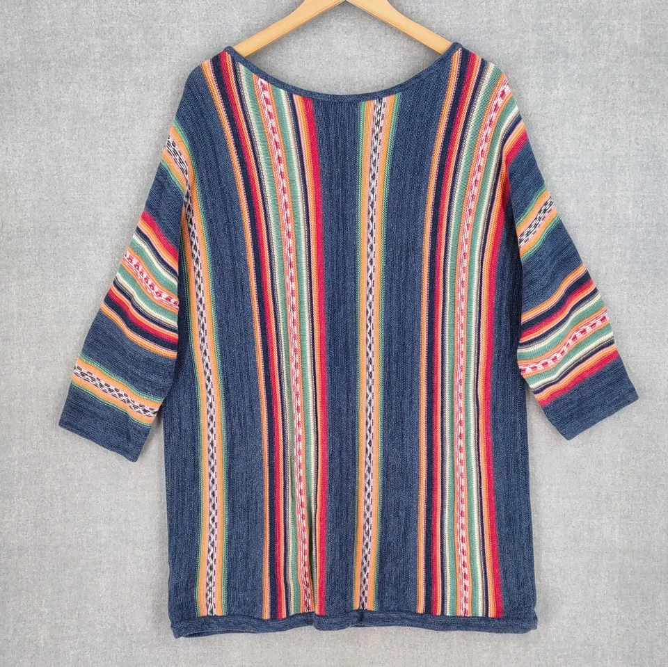 Suéter Chaps Ralph Lauren 2X Tejido Azteca Serape Rayas Túnica Suroeste Bohemio Foto 1 de 4