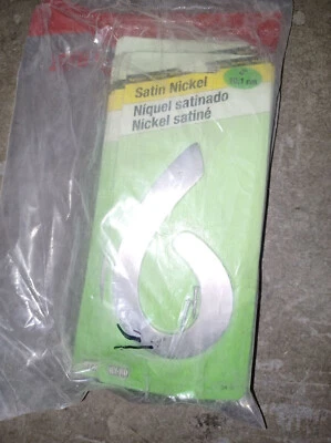 (10 Pcs) Hy-Ko SN-40/6 Satin Nickel Finish Number 6 (six), 4" High, 1/16" Thick - Image 1 of 3