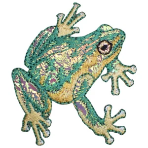 Shiny Frog Applique Patch - Amphibian Badge 2.25" (Iron on) - Picture 1 of 1