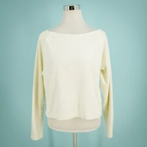ATM Anthony Thomas Melillo Size Small S Ivory Terry Knit Scoop Crop Sweatshirt - Picture 1 of 7