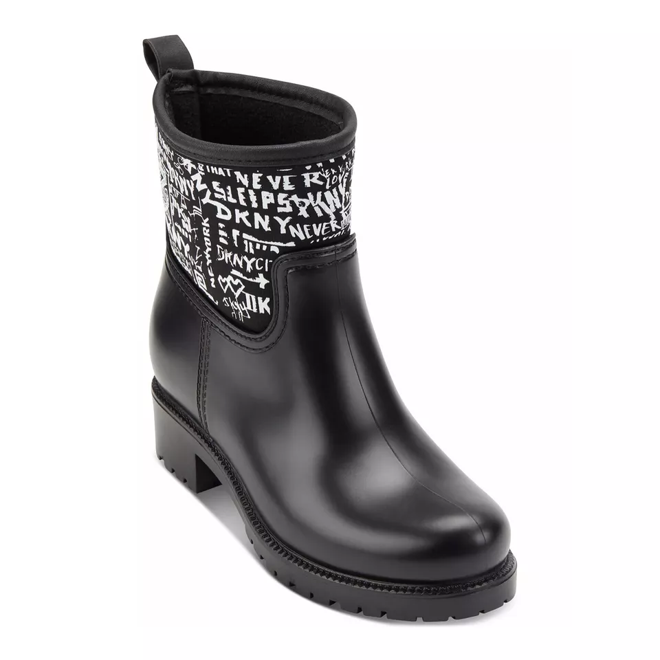 DKNY Women's Rainy Winter Round-toe Pull-on Rubber Booties 6