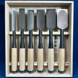 Tasai Tataki Nomi Japanese Timber Chisels Black Finish White Oak Set of 6 - Picture 1 of 9