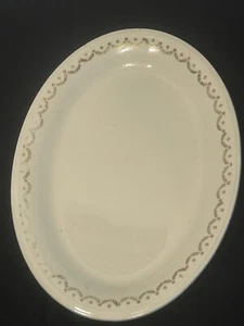Semi Vitreous Edwin M. Knowles Oval Platter 13.5" Platter Gold Trim 46-4 - Picture 1 of 6