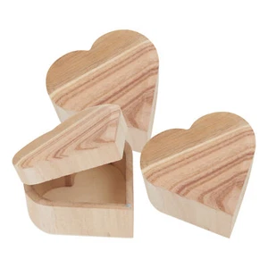 VBS Pack de 3 cajas de madera corazón 10,5x9,5x5,5 cm caja de almacenamiento caja de corazón - Imagen 1 de 6