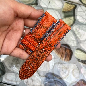 24mm/22mm Genuine Lizard leather watch strap band, leather watch strap Orange - Picture 1 of 18