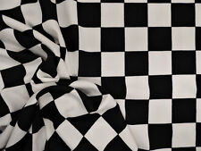 Printed Liverpool Textured Fabric 4 way Stretch Checkered Black White P170