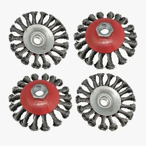 4x Topfbürste Drahtbürste 100mm M14 gezopft Kegelbürste Flex & Winkelschleifer - Bild 1 von 6