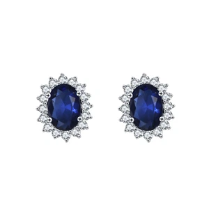 Sterling Silver Classic Cluster Blue Sapphire Colour CZ Stud Earrings Jewellery - Picture 1 of 13