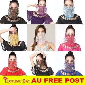 Belly Dancer Veil Accessories Dancing Sequin Tassel Beaded Coins Face Veil Wear - Bild 1 von 9