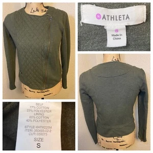 Athleta Damen Small Belvedere gesteppte Moto asymmetrischer Reißverschluss Jacke dunkelgrün - Bild 1 von 12