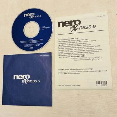 NERO EXPRESS 6 Software CD Multilingual for Win 98 2000 XP for Sony DVD Handycam - Image 1 of 4