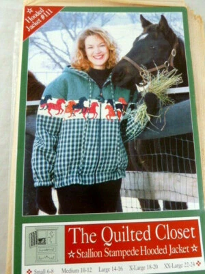 The Quilted Closet Pattern Stallion Stampede Hooded Jacket Zippered All sizes - Image 1 of 2