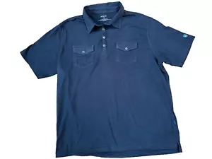 KUHL Polo Shirt Mens Sz XL Black Cotton Blend Double Button Pocket Short Sleeve - Picture 1 of 3