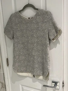 J. Sudadera para mujer Crew Jacquard gris manga corta con cremallera trasera talla pequeña - Imagen 1 de 12