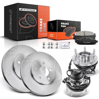 Rotores e pastilhas de freio dianteiro + rolamento de cubo para Ford Crown Victoria 2005-2011 Lincoln - Imagem 1 de 4