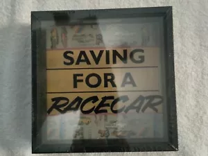 Piggy Bank “Saving For A Racecar” Black Shadow Box Square, Brand New Coin Bank - Picture 1 of 4