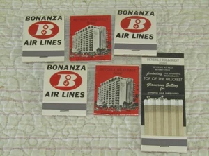 lot 6 Bonanza Air Lines matchbooks Beverly Hillcrest Hotel unstruck - Picture 1 of 2