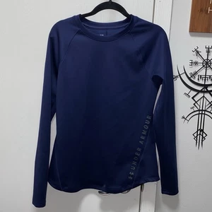 Damen Under Armour ColdGear Langarm Sport Top Medium Navy Blau Dick - Bild 1 von 10