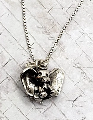 1982 Винтажный Walt Disney Дамбо w ярлык серебро 925 подвеска ожерелье - Изображение 1 из 4