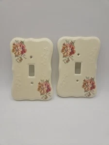 2 VB ATHENA Ceramic Floral Single Switch  Wallplate Cover Lot Of 2 FREE SHIPPING - Picture 1 of 3