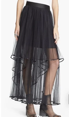 Юбка макси Free People Keep Me балетная черная прозрачная богемная прихотливая фея гранж 12 - Изображение 1 из 4