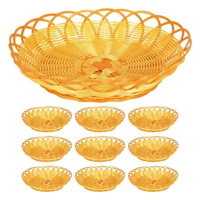  10 Pcs Aufbewahrungskorb Geflochten Weidenkorb Rund Brot -Servierschale - Bild 1 von 4