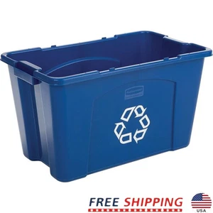 Stackable Recycling Bin Durable Polyethylene Waste Container Indoor Use 14 Gal - Picture 1 of 4