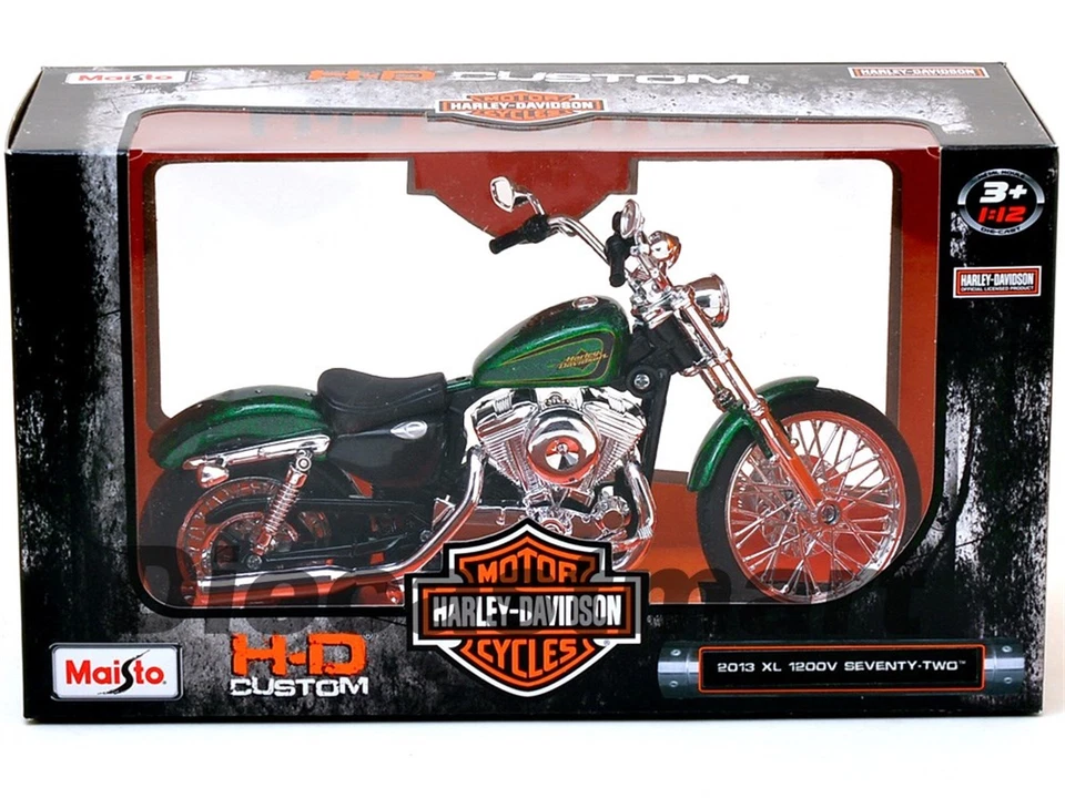 2013 HARLEY DAVIDSON XL 1200V SEVENTY-TWO GREEN 1:12 BY MAISTO 32335 CRUISER - Image 1 of 1
