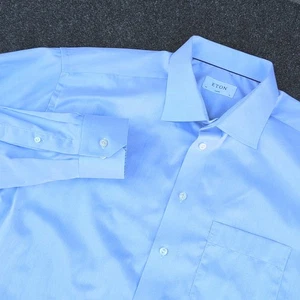 Camisa Eton Para Hombre XXL 46 18 Azul Clásico Calce Contemporáneo Firma Sarga Suecia - Imagen 1 de 12